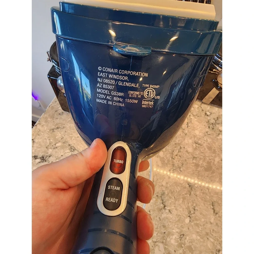Conair GS38R Handheld Garment Steamer 1550W Corded Blue White for Garments